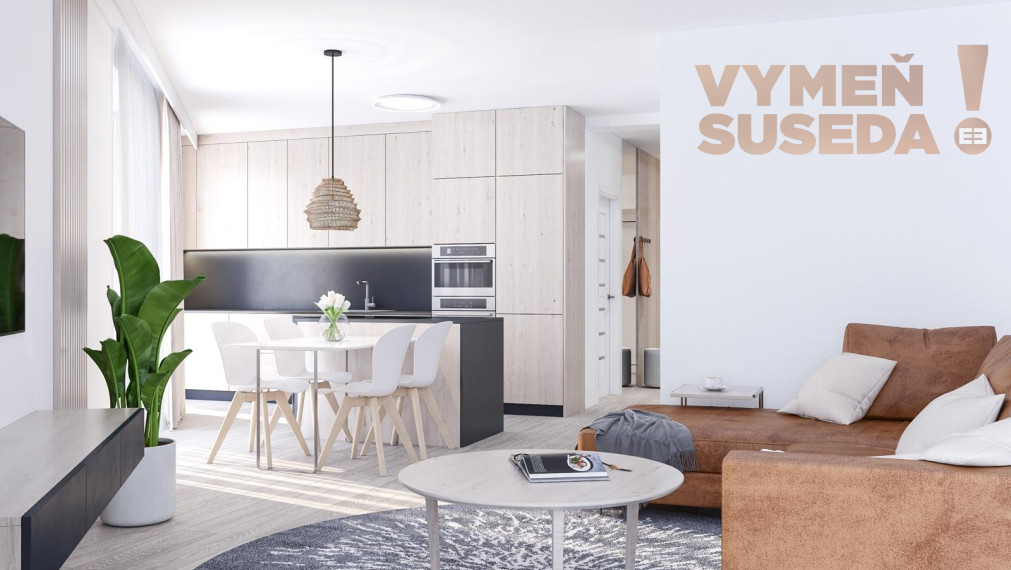 VYMEŇ SUSEDA! - 2 IZB. BYT s balkónom 67.75 m2, zariadená NOVOSTAVBA vo vysokom štandarde, kuchynská linka so spotrebičmi a klimatizácia v cene nehnuteľnosti.