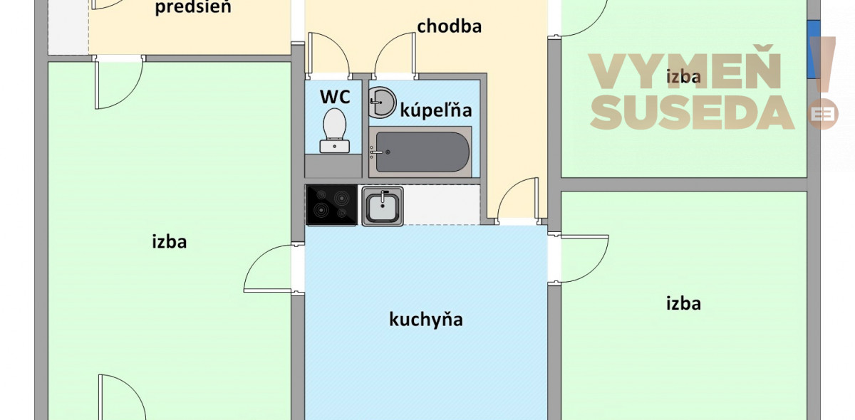 PREDANÉ – Priestranný a slnečný 3 izb. byt 80m2 v TOP lokalite, Bratislava II. Ružinov, Seberíniho ulica