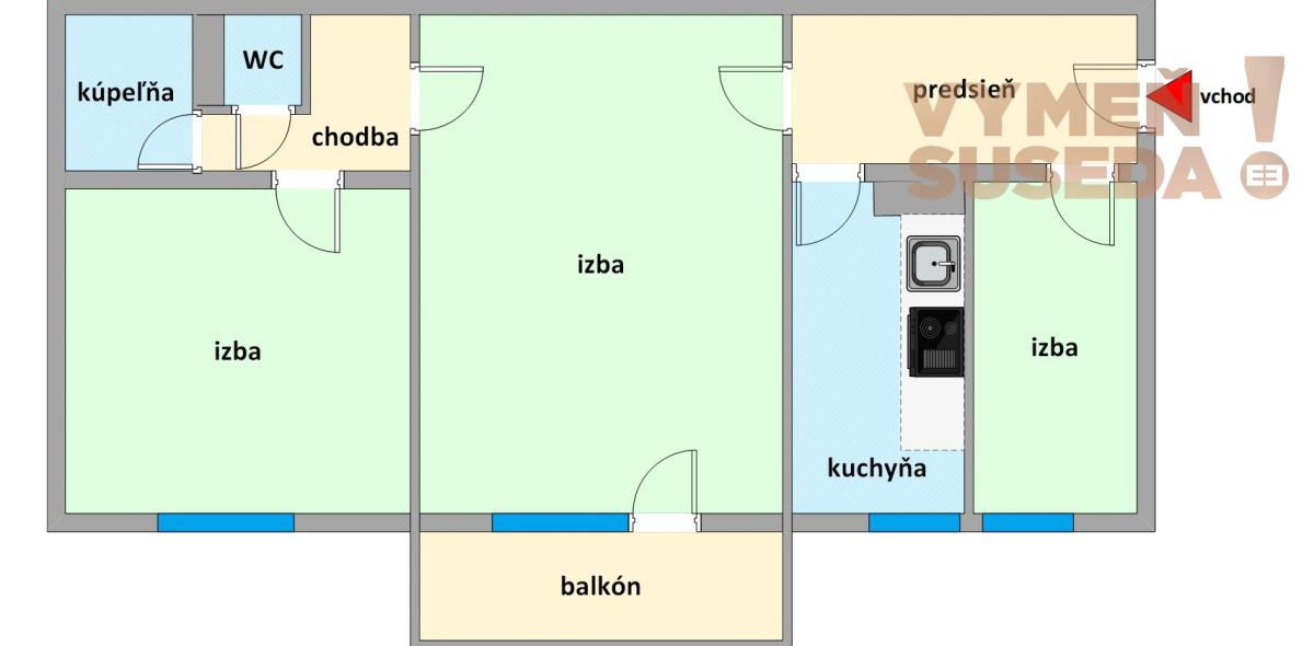 PREDANÉ - Obľúbený 3 IZB. BYT S BALKÓNOM v pôvodnom stave, Sklenárová ul. Ružinov-Nivy