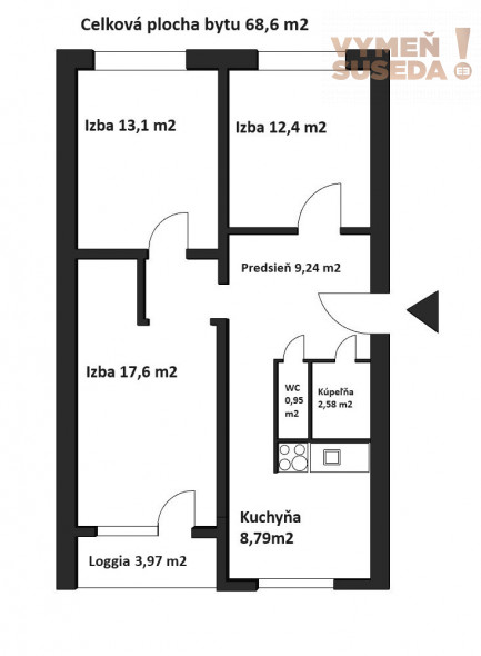 PREDANÉ – výborne riešený 3 izbový byt s loggiou na Lotyšskej ulici, BA II.