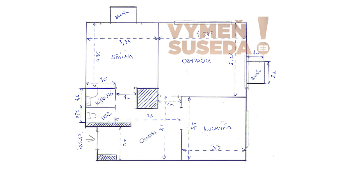 PREDANÉ! Na predaj priestranný 2 izb. byt Staré mesto