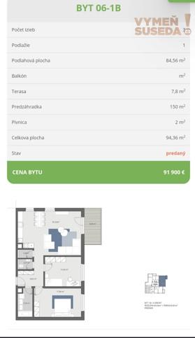 PREDANÉ! – VÝNIMOČNÝ 3 IZB. BYT 94.36m2 , NOVOSTAVBA S PREDZÁHRADKOU 150.00m2, OPOJ, TT.