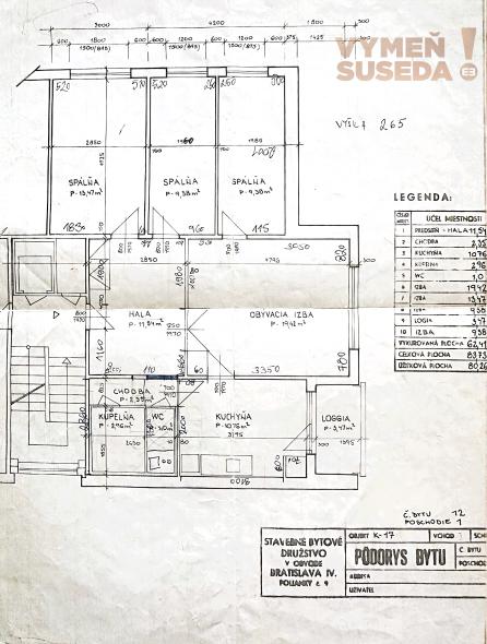 REZERVOVANÉ! – PRIESTRANÝ 4 IZB. BYT s LOOGIOU a PIVNICOU, VYHĽADÁVANÁ LOKALITA v DNV, I. BUKOVČANA, BA IV.