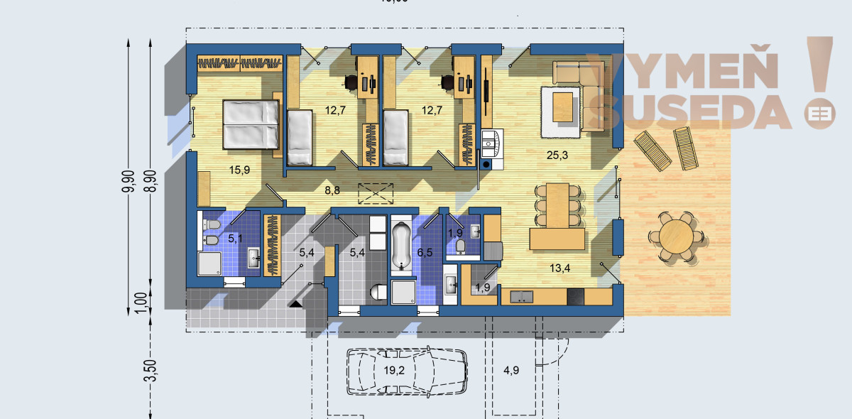 VYMEŇ SUSEDA! - VÝNIMOČNÝ 4 IZB. RD - NOVOSTAVBA v ŠTADARDE, HRUBÁ BORŠA.