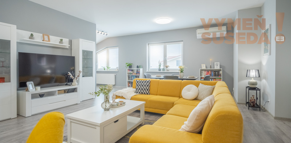 VYMEŇ SUSEDA! – 3 izb. veľkometrážny byt 145m2 v pokojnej lokalite len 10km od Bratislavy v Miloslavove, Agátova ulica.