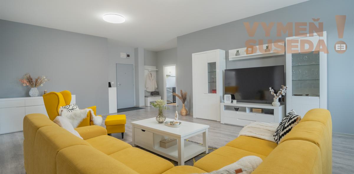 VYMEŇ SUSEDA! – 3 izb. veľkometrážny byt 145m2 v pokojnej lokalite len 10km od Bratislavy v Miloslavove, Agátova ulica.