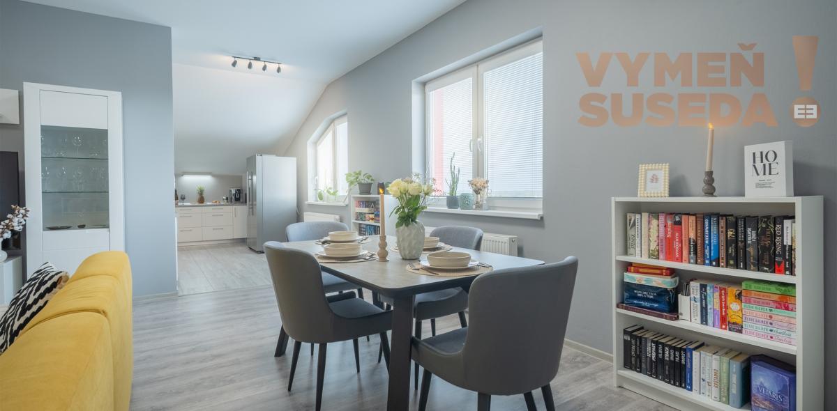 VYMEŇ SUSEDA! – 3 izb. veľkometrážny byt 145m2 v pokojnej lokalite len 10km od Bratislavy v Miloslavove, Agátova ulica.
