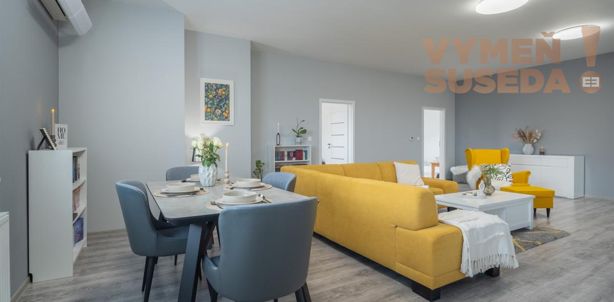 VYMEŇ SUSEDA! – 3 izb. veľkometrážny byt 145m2 v pokojnej lokalite len 10km od Bratislavy v Miloslavove, Agátova ulica.