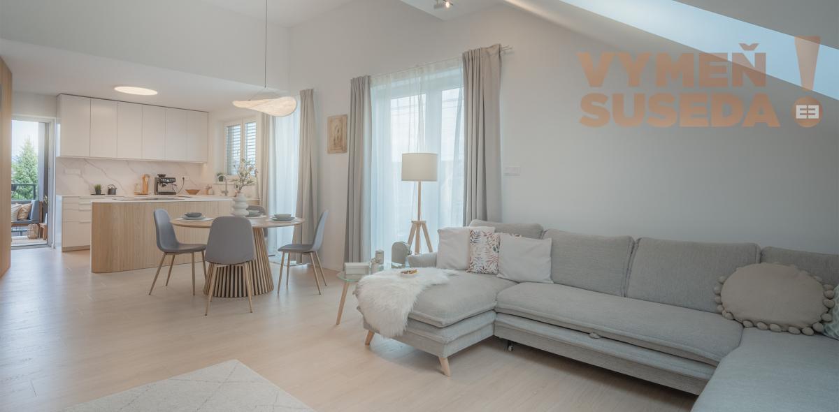 VYMEŇ SUSEDA! - Výnimočný, 4 izb. byt s terasou, vysokými stropmi, pozemkom, zariadený vo vysokom štandarde, NOVOSTAVBA, LOZORNO.