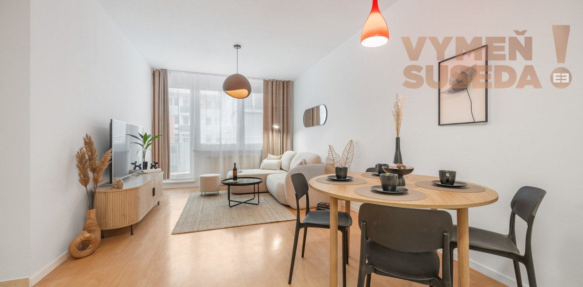 VYMEŇ SUSEDA! - PONÚKAME NA PRENÁJOM KOMPLETNE ZARIADENÝ 2 IZB. BYT S BALKÓNOM VO VYHĽADÁVANEJ LOKALITE KARLOVÁ VES