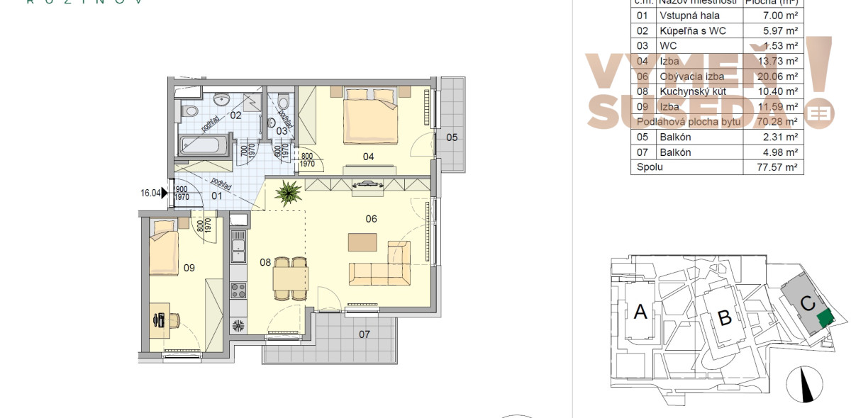 VYMEŇ SUSEDA! - JEDINEČNÝ 3 IZB. BYT S DVOMA BALKÓNMI A KRÁSNYM VÝHĽADOM, GARÁŽ+PIVNICA, NOVOSTAVBA, NIVY