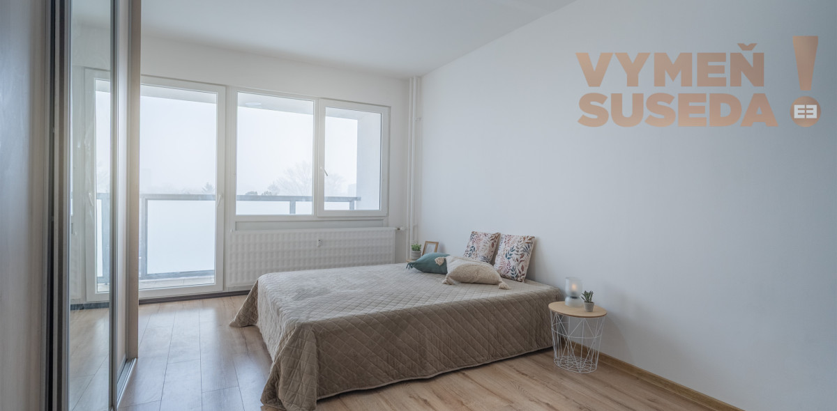 VYMEŇ SUSEDA! – KOMPLETNE ZREKONŠTRUOVANÝ 2 IZB. BYT S LOGGIOU A PARKOVACÍM MIESTOM, VLČIE HRDLO, BRATISLAVA II, RUŽINOV.