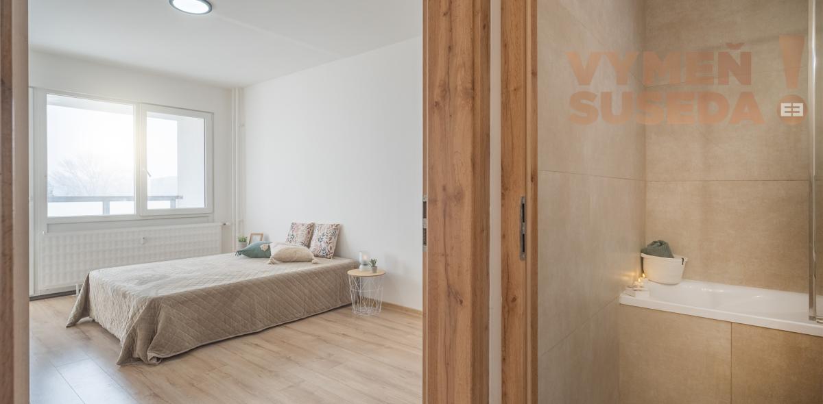 VYMEŇ SUSEDA! – KOMPLETNE ZREKONŠTRUOVANÝ 2 IZB. BYT S LOGGIOU A PARKOVACÍM MIESTOM, VLČIE HRDLO, BRATISLAVA II, RUŽINOV.