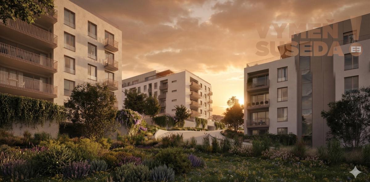 VYMEŇ SUSEDA! – PRIESTRANNÝ 2 IZB. BYT V NOVOSTAVBE S LOGGIOU, GARÁŽOVÝM STÁTÍM A PIVNIČNOU KOBKOU, PROJEKT TERRASY, BRATISLAVA III, RAČA.