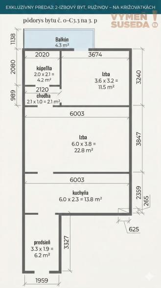 VYMEŇ SUSEDA! - Výnimočný 2 izb. byt s potenciálom na 3 izby - novostavba, ul. Na Križovatkách, TRNÁVKA - BA II.