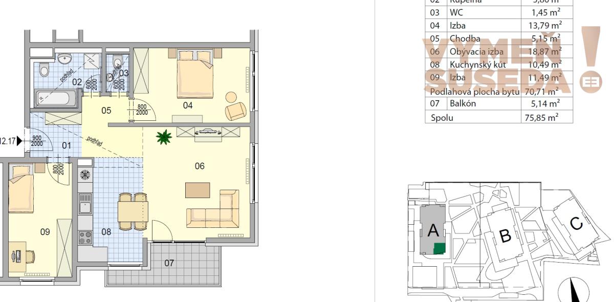 VYMEŇ SUSEDA! – PRENÁJOM VÝNIMOČNÝ 3 IZB. BYT s garážovým státím v novostavbe, Plynárenská ulica