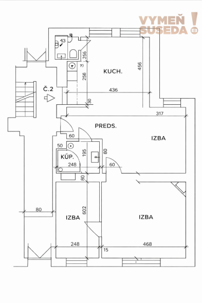 VYMEŇ SUSEDA! - Výnimočný 3 izb. TEHLOVÝ, staromestský byt 91.55 m2 s východom na terasu, Dostojevského rad, Staré mesto - BA I.